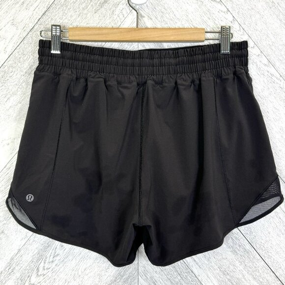 Lululemon Hotty Hot Shorts Size 10 High Rise 4" Inseam Solid Black - Picture 2 of 4